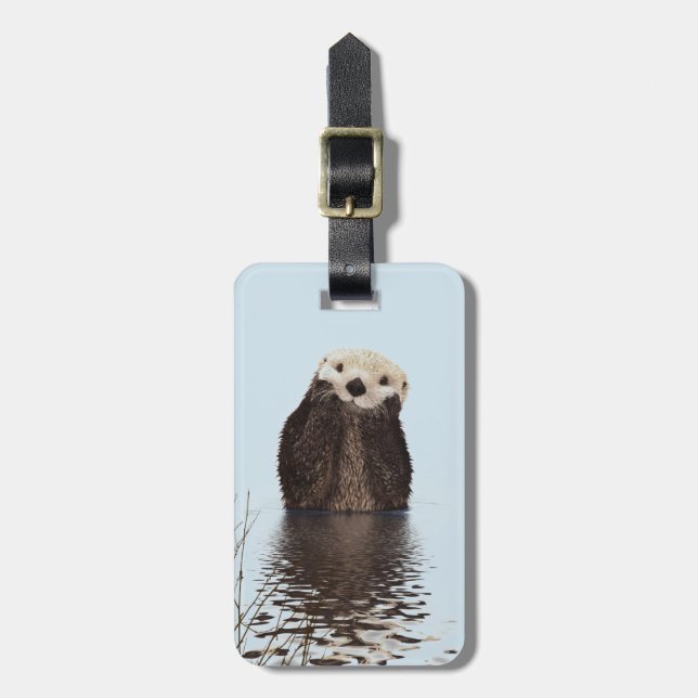 Cute Otter Ansikte Natature Photo Bagagebricka (Vertikal Framsida)