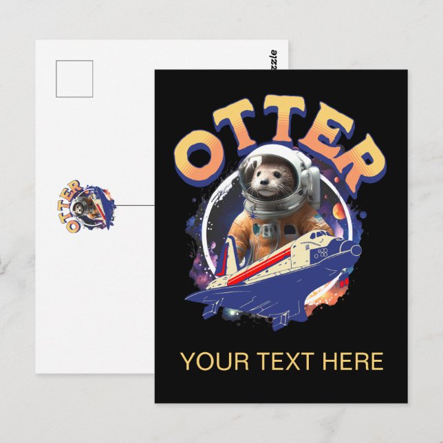 Cute Otter Astronaut Outer Space Shuttle Cadet Vykort (Fram/baksida)
