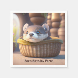 Cute Otter baby i basket - anpassningsbar barns fö Pappersservett