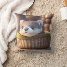 Cute Otter baby i basket - anpassningsbar