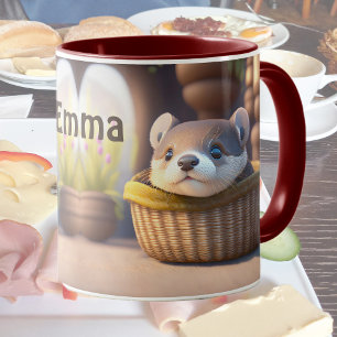 Cute Otter baby i basket - anpassningsbar Mugg