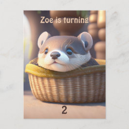 Cute Otter baby i basket - Barns födelsedag Inbjudan Vykort