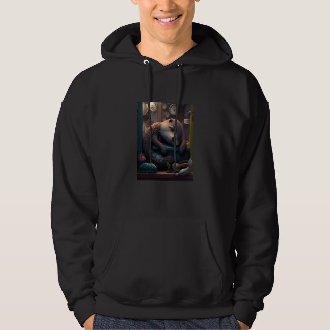 Cute Otter Bed Time Bored Sleepyhead Otter Hoodie (Framsida)