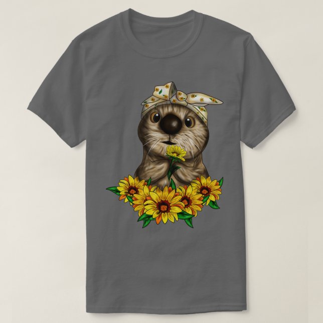 Cute Otter-blommor från Älskare T Shirt (Design framsida)