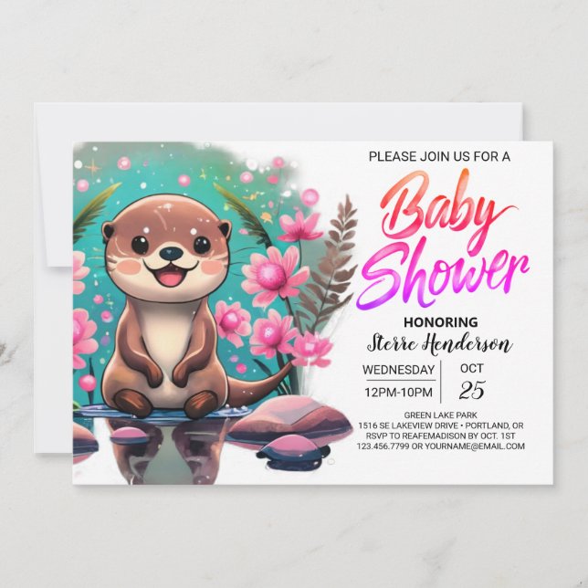 Cute Otter Boho Baby Shower Inbjudningar (Framsida)
