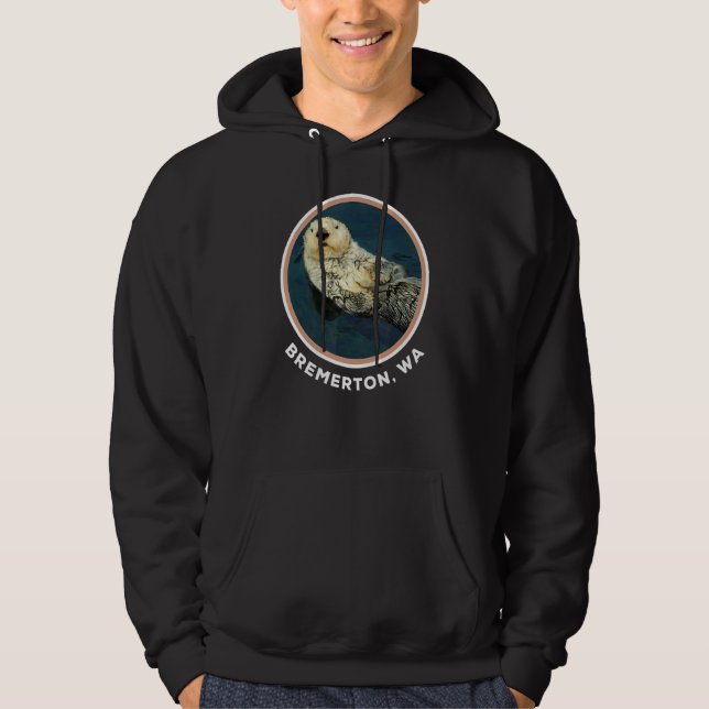 Cute Otter Bremerton Wa Kusten Resident Fisherman Hoodie (Framsida)