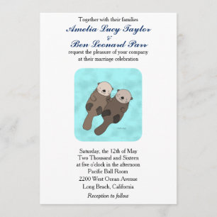 Cute Otter bröllopsinbjudan, lite Bröllop Inbjudningar