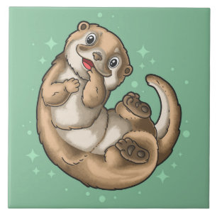 Cute Otter Ceramic Tile Kakelplatta