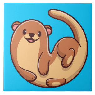 Cute Otter Ceramic Tile Kakelplatta