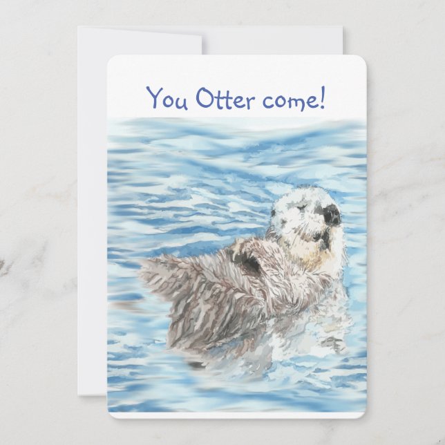 Cute Otter Chemo är färdigt Celebrate Roligt Inbju Inbjudningar (Framsida)