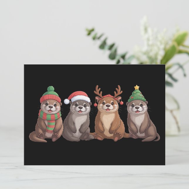Cute Otter Christmas Funny Xmas Lights Animal  Julkort (Stående Fram)