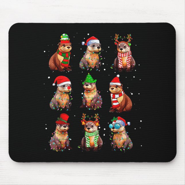 Cute Otter Christmas Pajama Funny Xmas Lights Anim Musmatta (Framsidan)