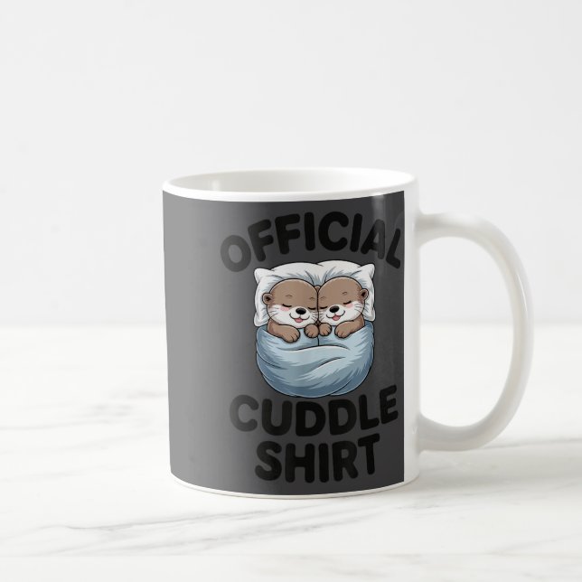 Cute Otter Couple Cozy Cuddle  Kaffemugg (Höger)