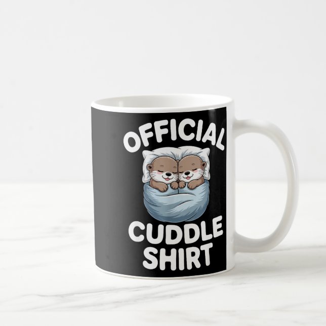 Cute Otter Couple Cozy Cuddle  Kaffemugg (Höger)