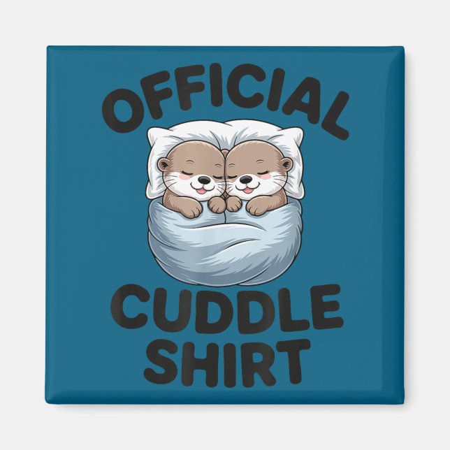 Cute Otter Couple Cozy Cuddle  Magnet (Framsidan)