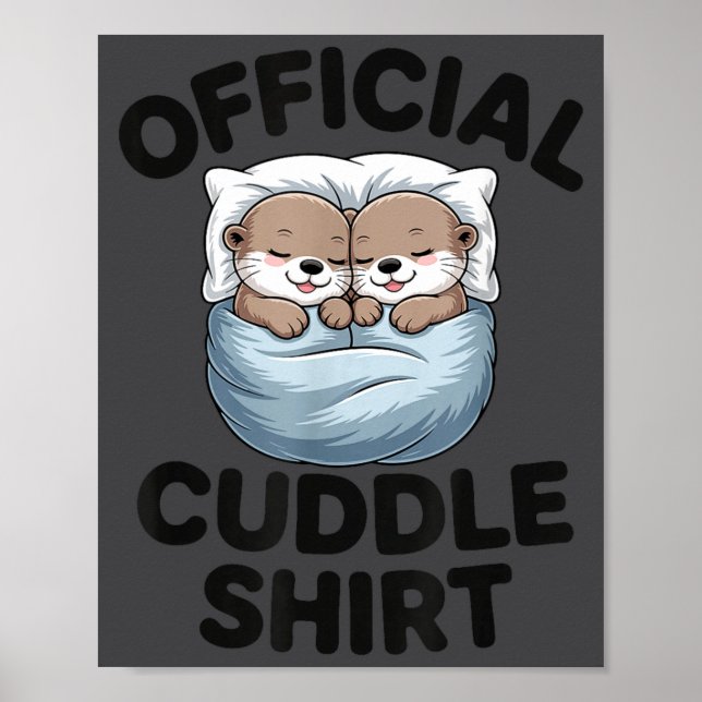 Cute Otter Couple Cozy Cuddle  Poster (Framsidan)