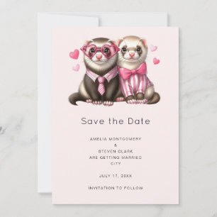 Cute Otter Couple i Kärlek Bröllop Spara Datumet