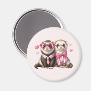 Cute Otter Couple i Kärlek Magnet