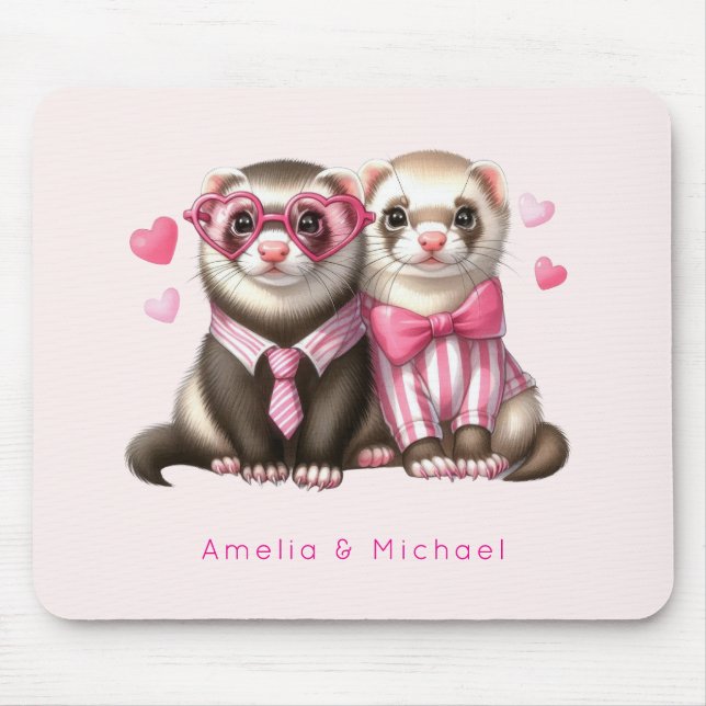Cute Otter Couple i Kärlek Musmatta (Framsidan)