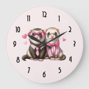 Cute Otter Couple i Kärlek Stor Klocka