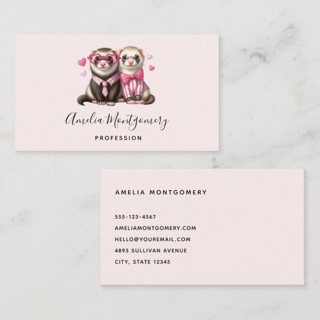 Cute Otter Couple i Kärlek Visitkort (Fram/baksida)