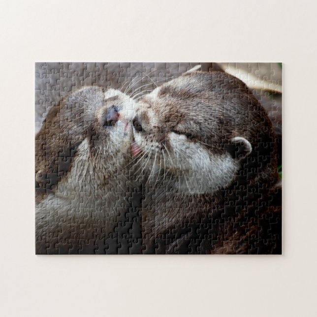Cute Otter Couple, Jigszawa Puzzle Pussel (Horisontell)