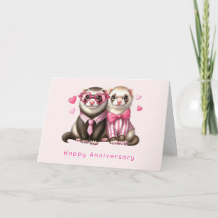 Cute Otter Couple på Kärlek-årsdagen Kort
