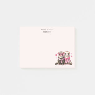 Cute Otter Couple på Kärlek-årsdagen Post-it Block