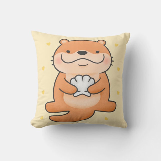 Cute Otter Dekorativ kudde (Framsida)