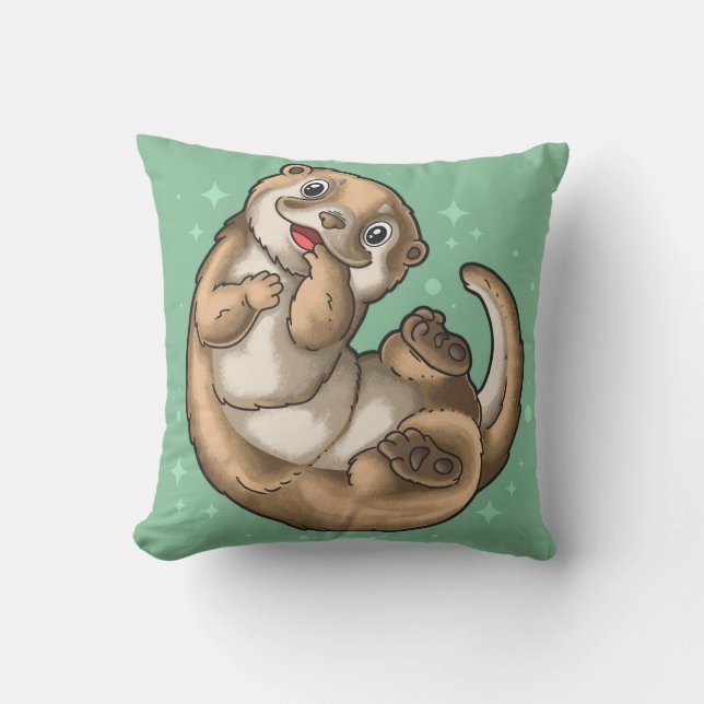 Cute Otter Dekorativ kudde (Framsida)