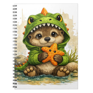 Cute Otter Dino Costume Kawaii Notebook Anteckningsbok