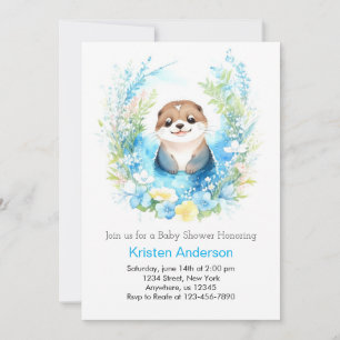 Cute Otter Enchanted Wonderland Boy Shower Inbjudningar