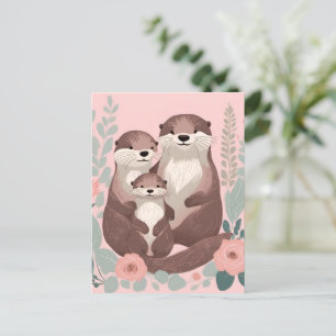 Cute Otter Family Vykort
