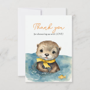 Cute Otter Gender Neutral Baby Shower Tack Kort
