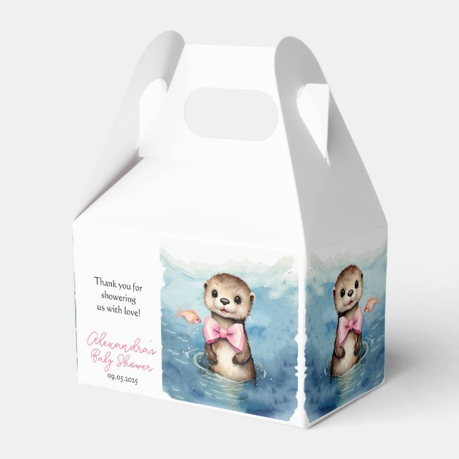 Cute Otter Girl Baby Shower Presentaskar (Framsidan Sidan)