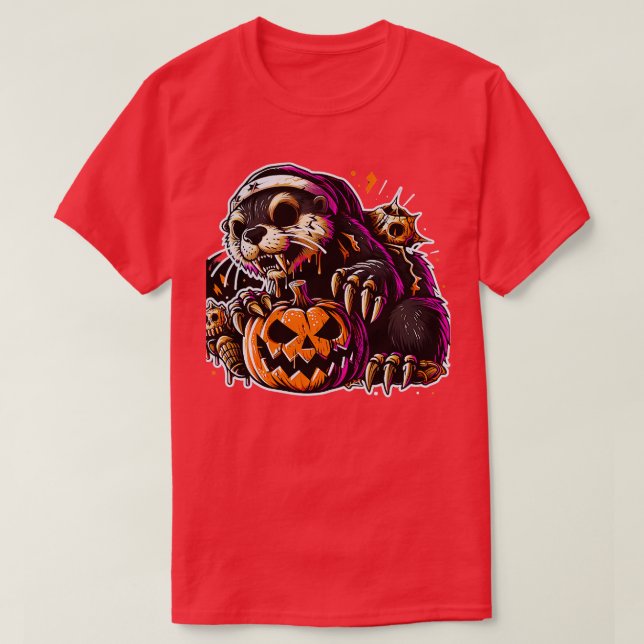 Cute otter häxhalloween Kids Boys Womens 1 T Shirt (Design framsida)