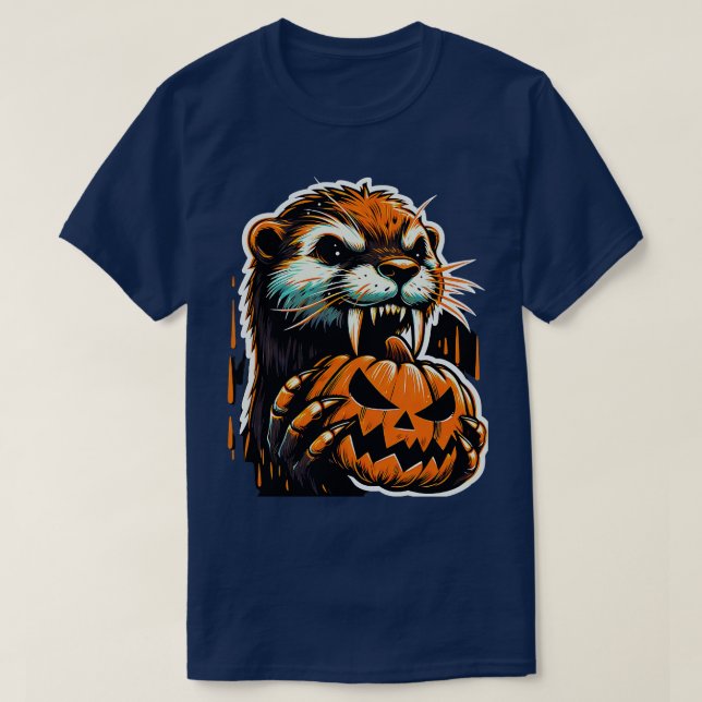 Cute otter häxhalloween Kids Boys Womens T Shirt (Design framsida)