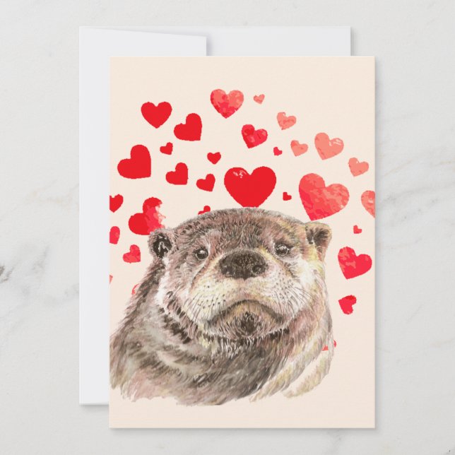 Cute Otter Hearts Sending Kärlek Animal Kort (Framsida)