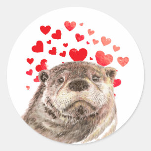 Cute Otter Hearts skickar hela Kärlek Runt Klistermärke