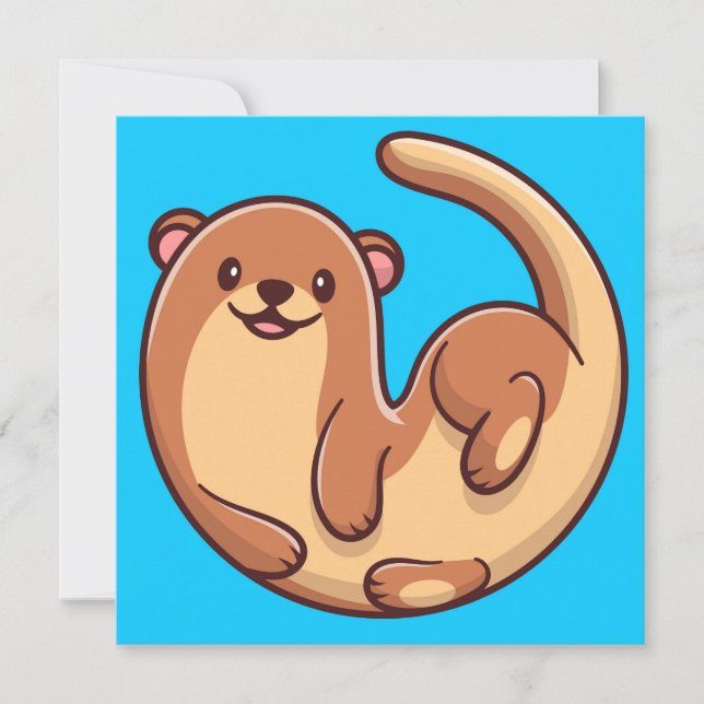 Cute Otter Helgdag Card Julkort (Framsida)