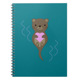 Cute Otter Hugger ett Rosa Heart Anteckningsbok