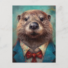 Cute Otter i Kostym Vykort
