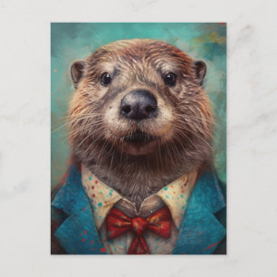 Cute Otter i Kostym Vykort