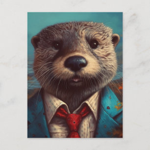 Cute Otter i Kostym Vykort