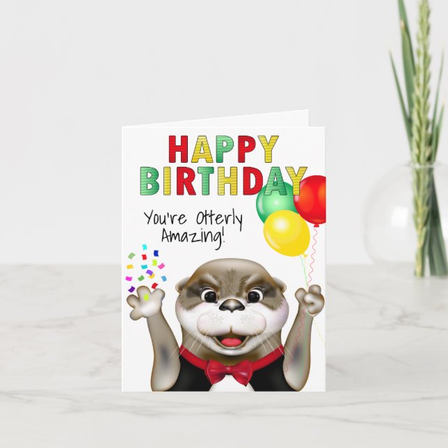 Cute Otter i Tuxedo Grattis på födelsedagen Kort (Framsida)