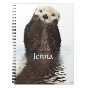 Cute Otter i Vatten Anteckningsbok Med Spiral