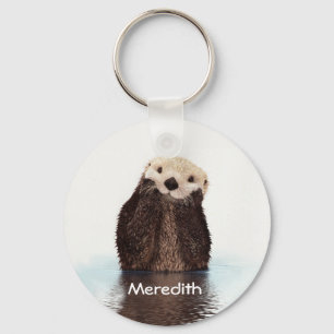 Cute Otter i Vatten Nyckelring