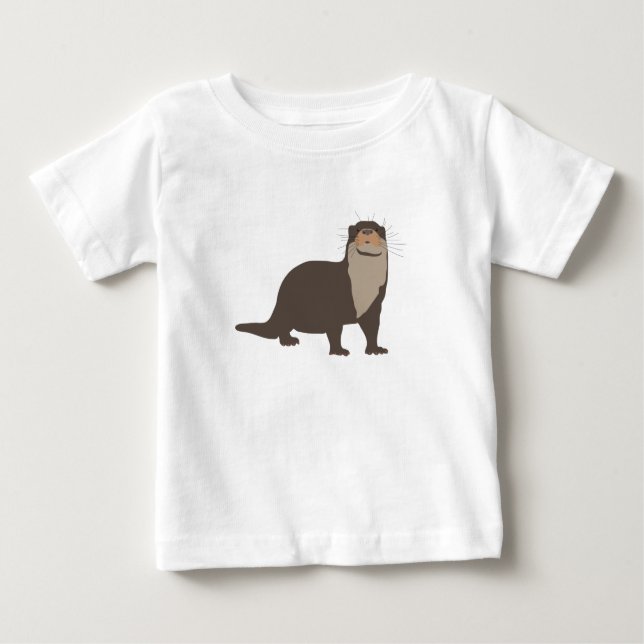 Cute Otter Illustration T Shirt (Framsida)