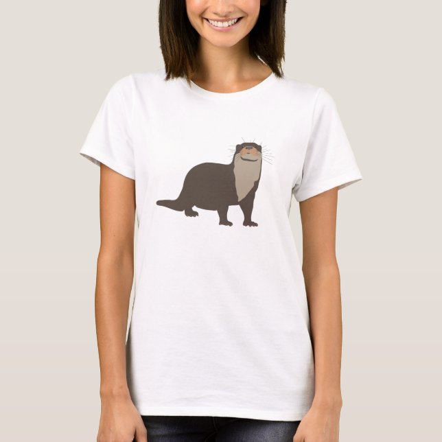 Cute Otter Illustration T Shirt (Framsida)