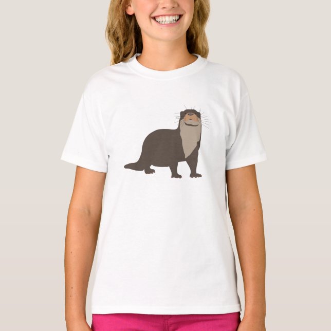 Cute Otter Illustration T Shirt (Framsida)